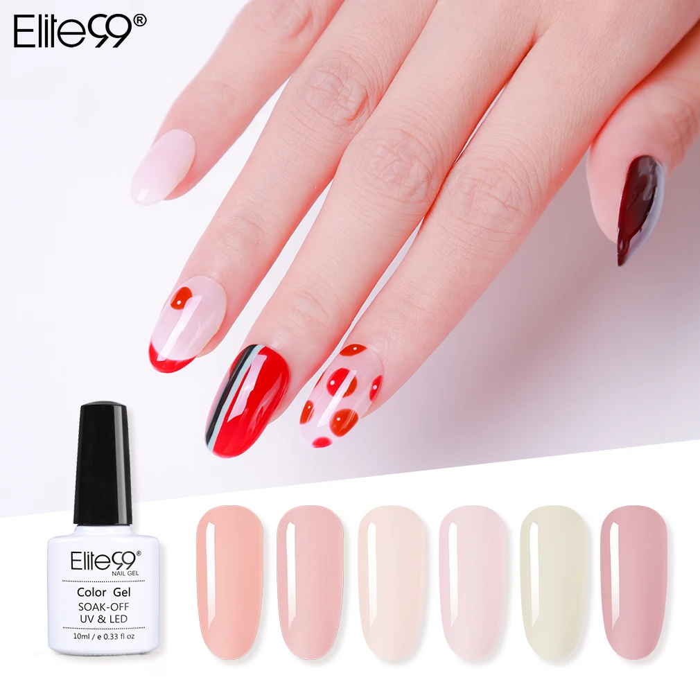 

Elite99 French Nude Translucent Jelly UV Gel Polish Soak Off UV LED Nail Varnish Primer Gel Nail Polish Salon Nail Art Manicure
