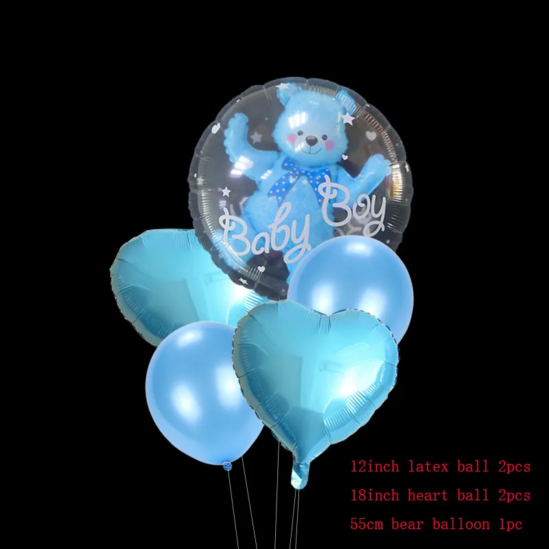 Baby Boy Girl Bear bubble balloons Transparent Ball in Ball with Heart Baby Shower Birthday Party Decorations 5pcs/lot