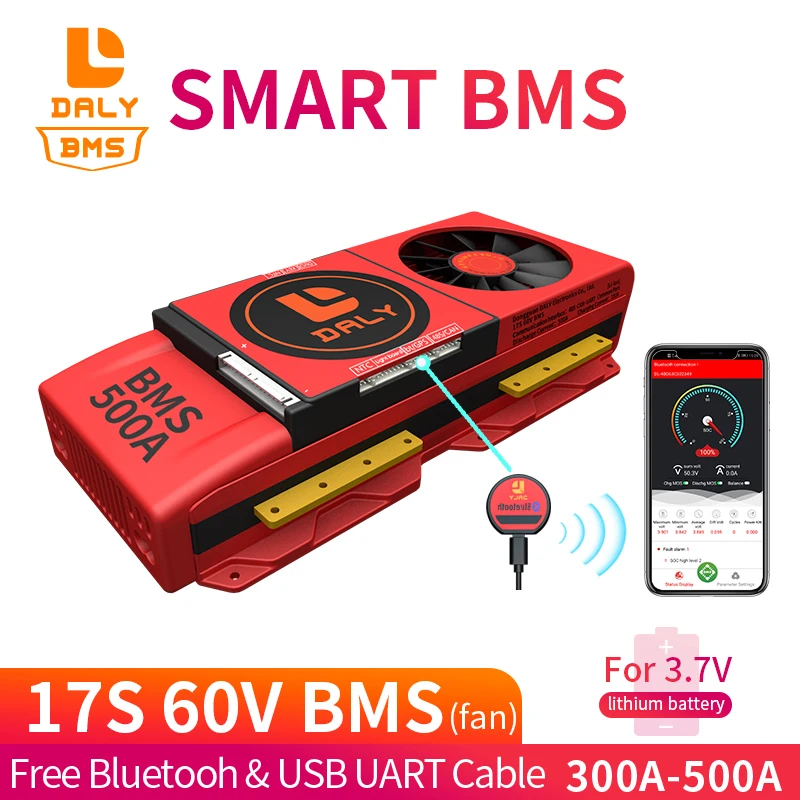 18650 Аккумуляторный блок smart BMS 17S 60V Li ion 3 7 V Бесплатный Bluetooth 300ah 400ah 500ah с функцией RS