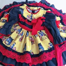 Винтажное испанское платье с цветочным рисунком для девочек; детское роскошное кружевное платье с длинными рукавами и бантом; осенняя одежда в стиле Лолиты для малышей