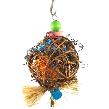 

Pet Parrot Sepak Bird Toy String Toy Cockatiel Chew Bites Cages Craft Takraw Rattan Ring Parakeet Ball Cotton Colorful LESHP