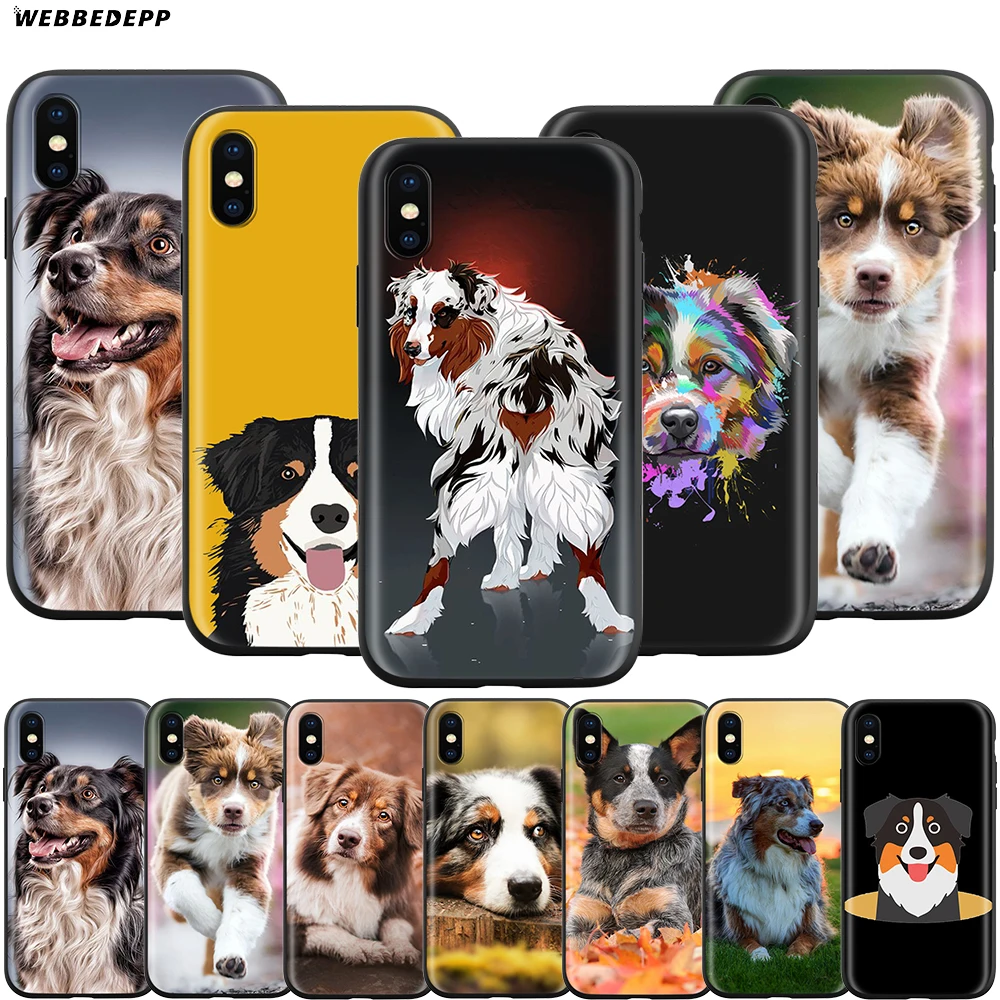 

Webbedepp Australian Shepherd Case for Apple iPhone 11 Pro XS Max XR X 8 7 6 6S Plus 5 5S SE