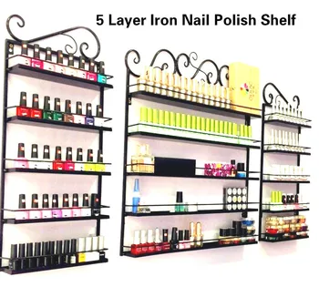 

3 Pcs/Set 5 Layer Iron Nail Polish Shelf Black Nail Shop Exhibition Shelf Nail Polish Display Wall Rack Makeup Organizer