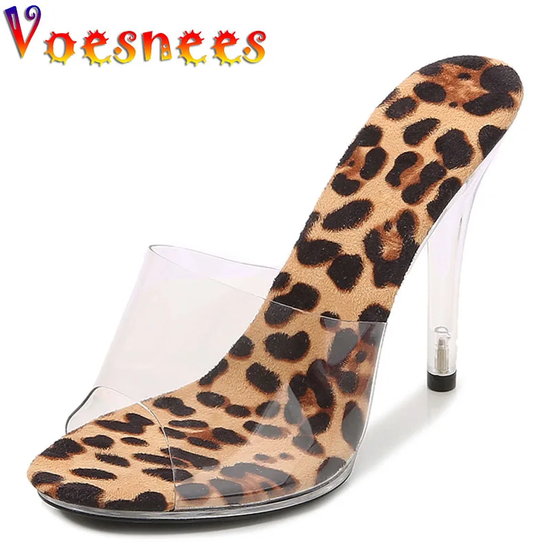 Voesnees-Chinelos De PVC Para Mulheres, Salto Claro, Mulas, 11cm, Sandálias Lady Model Show, Sapatos De Festa Transparente, Moda Sexy, Novo, Tamanho 43, 2021