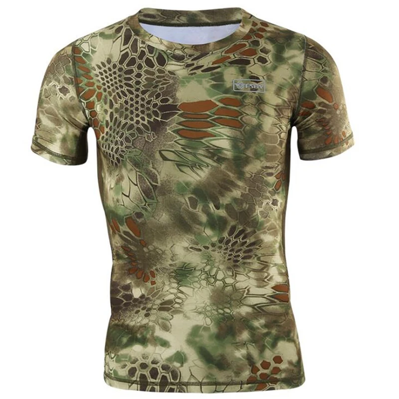 Outdoor Camouflage Men T Shirt Breathable Military Tactical Tshirt Quick Dry Sport Army Camo Hunting Fishing Hiking Tee Shirts
