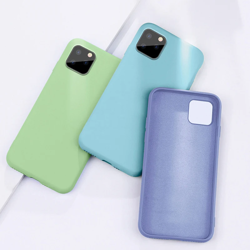 Soft Liquid Original Silicone Case For iPhone 11 Pro Max 7 8 6 6S Plus microfiber liner back Cover for X XR Xs MAX XS | Мобильные