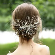 Сказочный Серебряный горный хрусталь свадебный головной убор новое поступление бисером металлические цветы свадебные гребни с хрустальные свадебные аксессуары tocados de novia tocados para novia accessori sposa