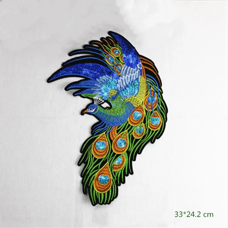 

Embroidery Sequins Cloth Patch Garment Accessories Fashion Diy Clothes Trousers Down Jacket Patch Peacock
