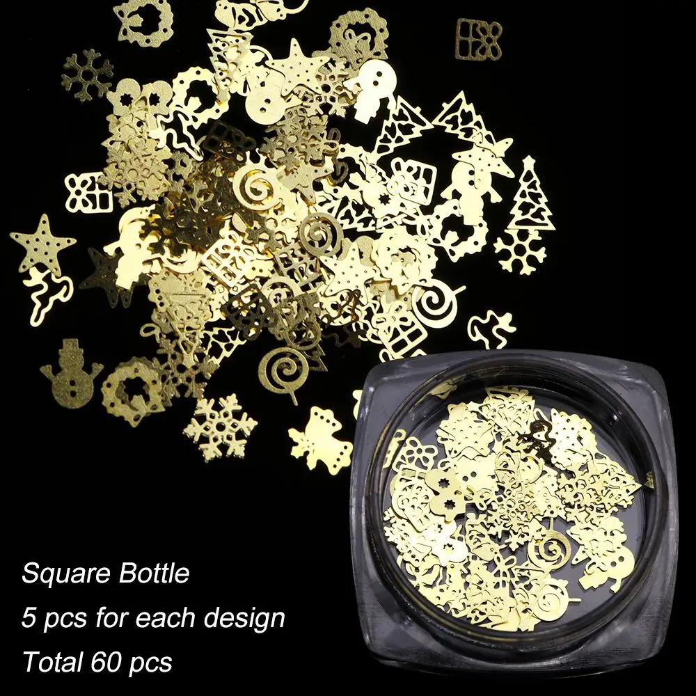 886-Square Bottle 1 коробка, золотые блестки для ногтей, снежные хлопья, смешанные дизайнерские украшения для ногтей, аксессуары для ногтей, LA889-1 - Цвет: 886-Square Bottle