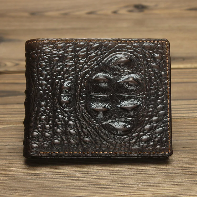 Top Quality Crocodile Pattern Genuine Leather Men Wallets Clutch and Purse Male Wallet  Portomonee Clamp Wallet for Men