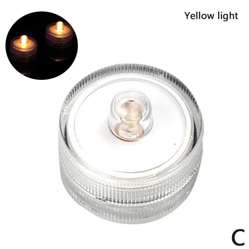 1PC Waterproof LED Tealight Candles Flameless Realistic Floral Submersible Lamp Light Wedding Party Christmas Decoration - Цвет: C