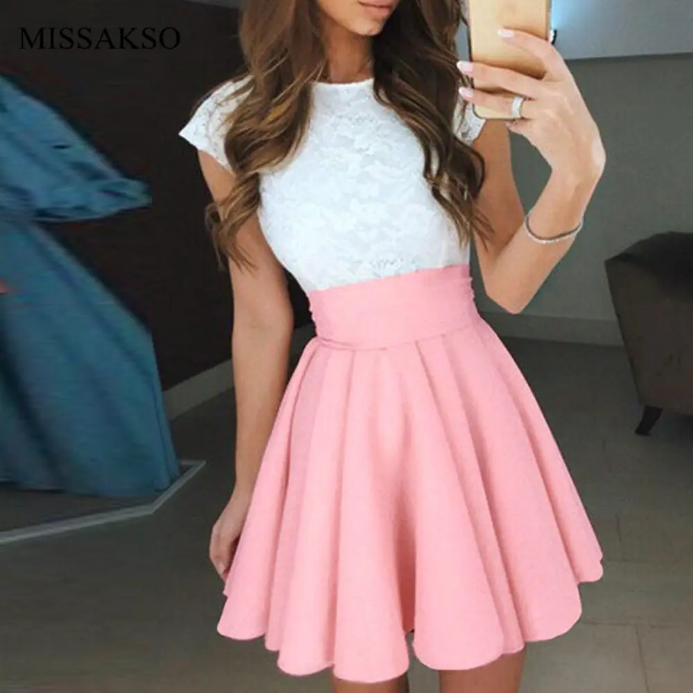 Missakso юбки с высокой талией женские Kawaii милые однотонные низ Повседневная Весенняя Летняя женская мини-юбка женская
