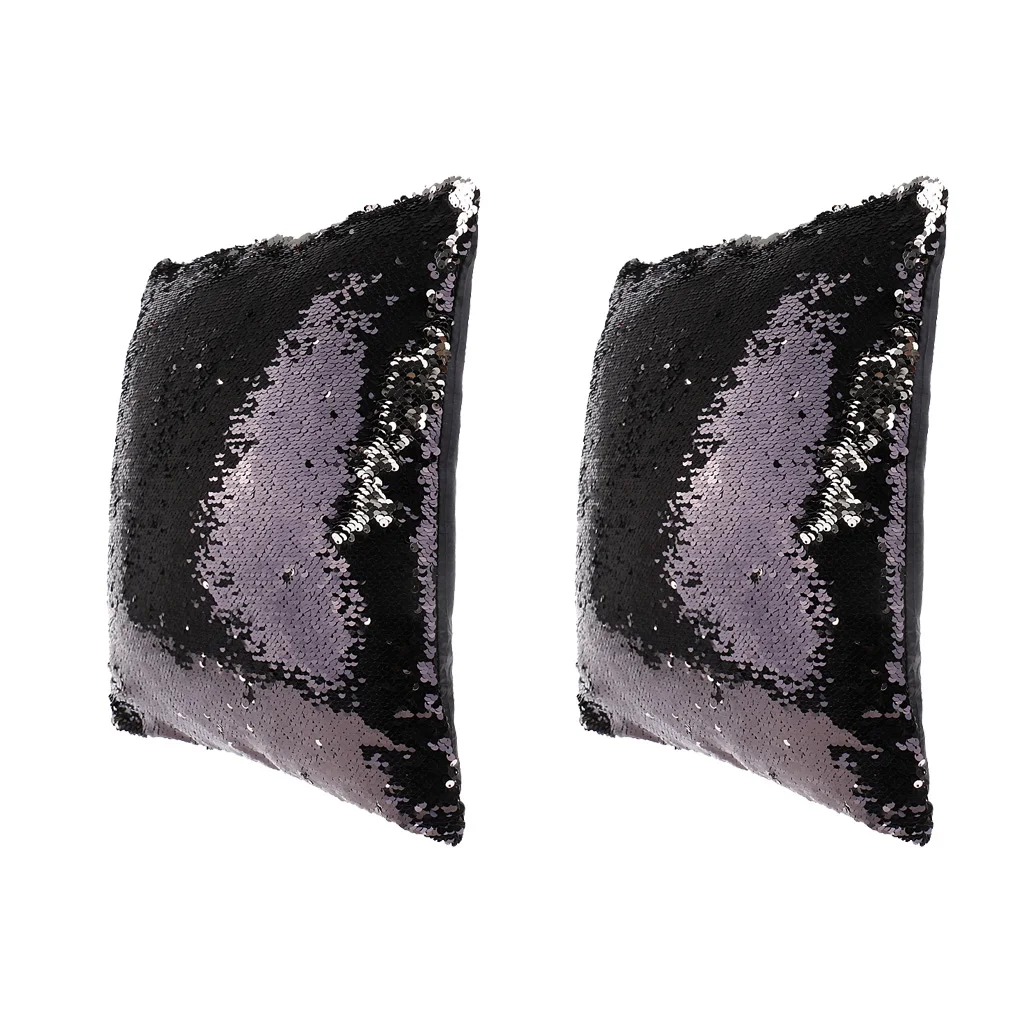 

2pieces Sofa Cushion Cover Throw Home Pillow Case Sequins Mermaid Glitter Magic 40cm
