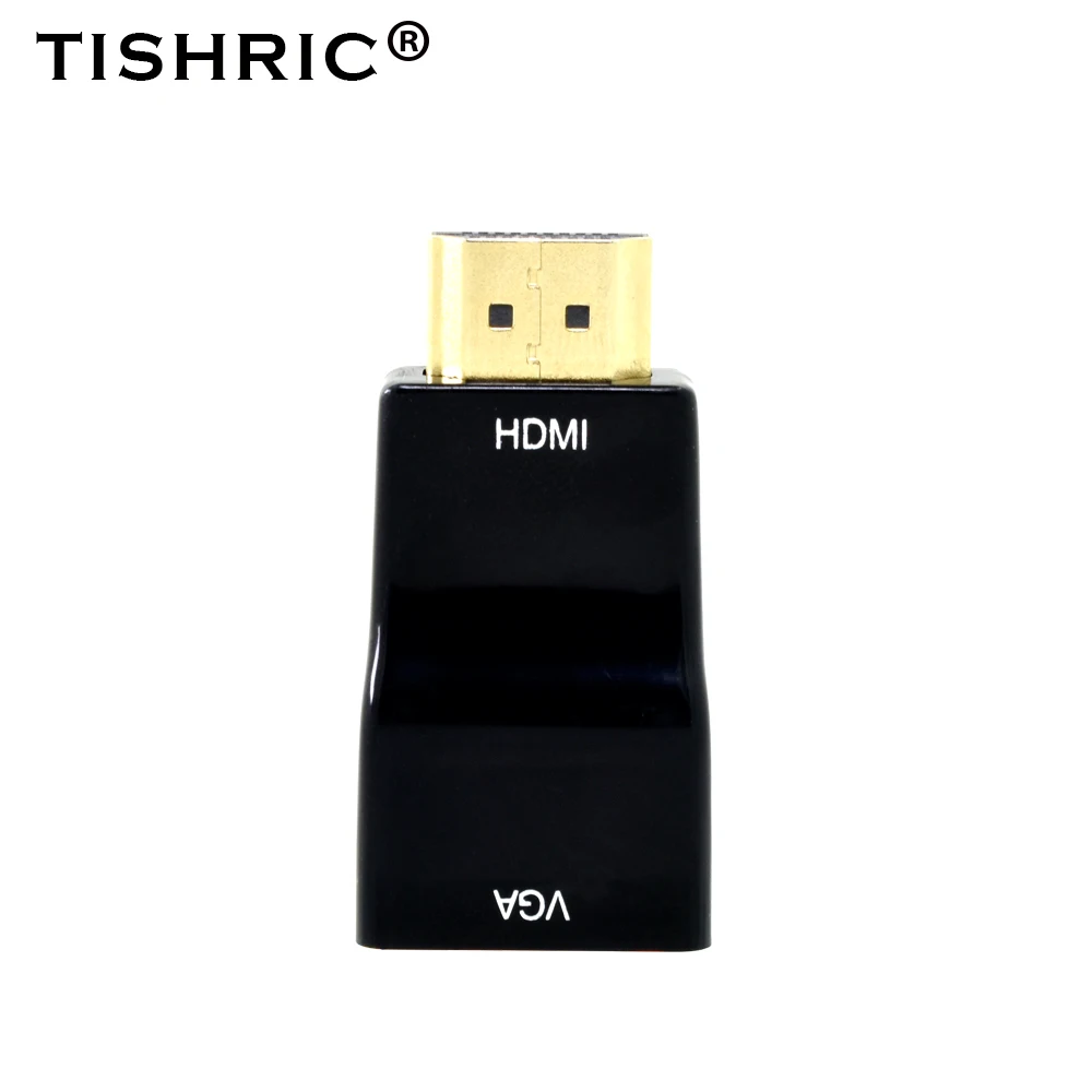 TISHRIC HDMI к VGA Кабель-адаптер папа к женскому HDMI2VG конвертер 1080P цифро-аналоговый видео аудио для ПК ноутбука планшета - Цвет: Black no Audio