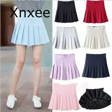 Xnxee весна Высокая талия мяч плиссированные юбки сплошной трапециевидной формы Матросская юбка размера плюс