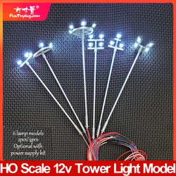 2 uds escala HO modelo torre de iluminación 3v/12v Torre luces modelo luces diseño poste tren/jardín/Patio/Estadio de Lig