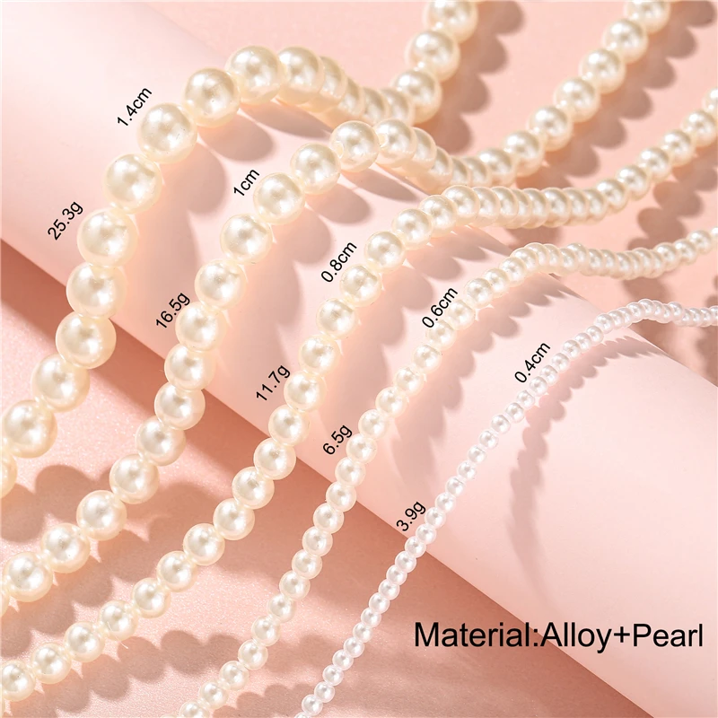 17KM Elegant White Imitation Pearl Choker Necklace Big Round Pearl Wedding Necklace for Women Charm Fashion Jewelry
