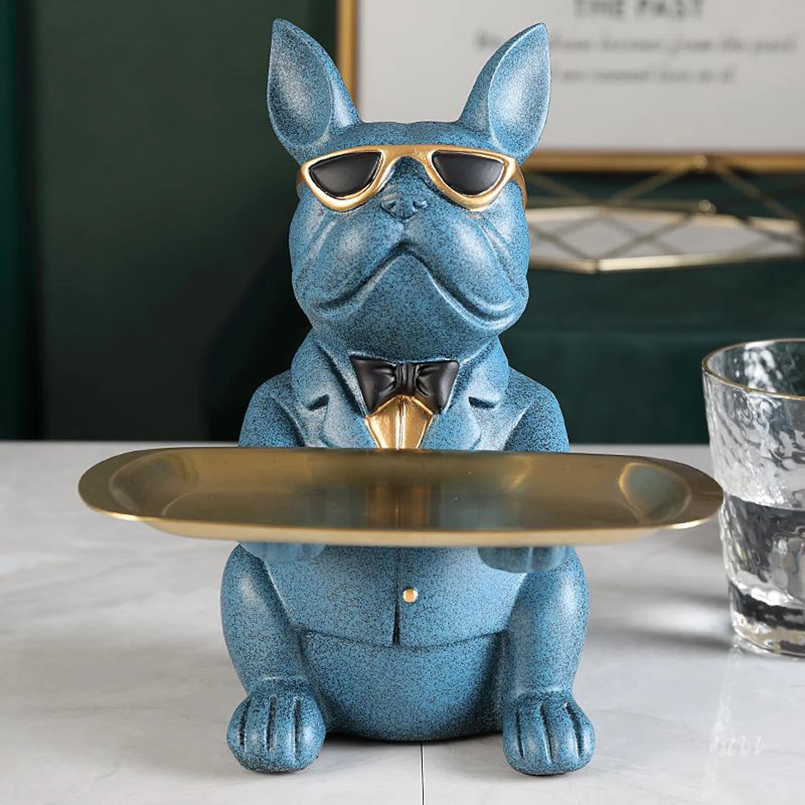 Cool Dog Figurine Bulldog Shape Tray Coin Bank Home Decoration Ornament Resin Cool Dog Figurine Bulldog Shape Tray Coin Bank Home Decoration Ornament Resin