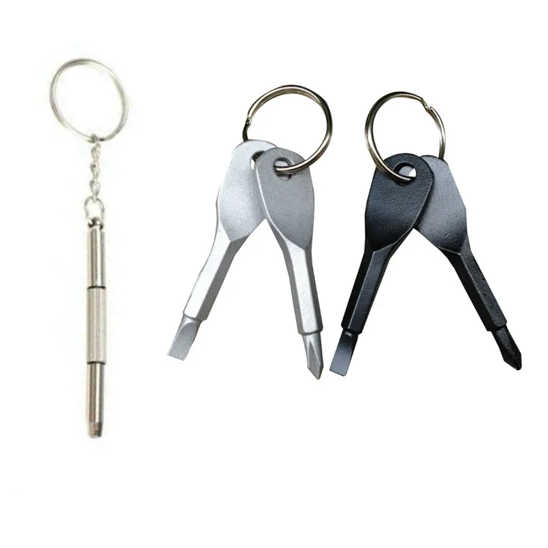 

1 Set Stainless Steel Mini EDC Multifunction Screwdriver Key Shape Slotted Screwdrivers Keychain Pocket Repair Tool