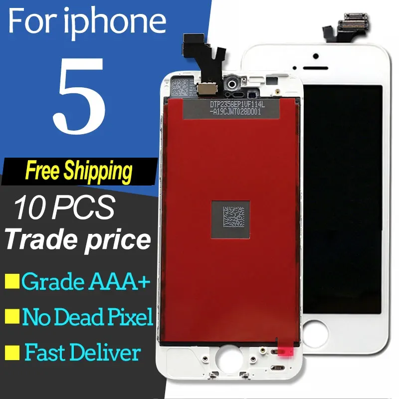 10 шт./лот качество AAA для iPhone 5 5S ЖК-дисплей Замена сенсорного экрана Полный дигитайзер сборка черный/белый