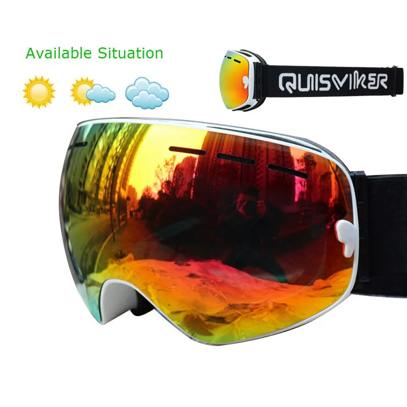 QUISVIKER двойные противотуманные лыжные очки для сноубординга бескаркасные очки открытый доска для сноуборда очки лыжные принадлежности
