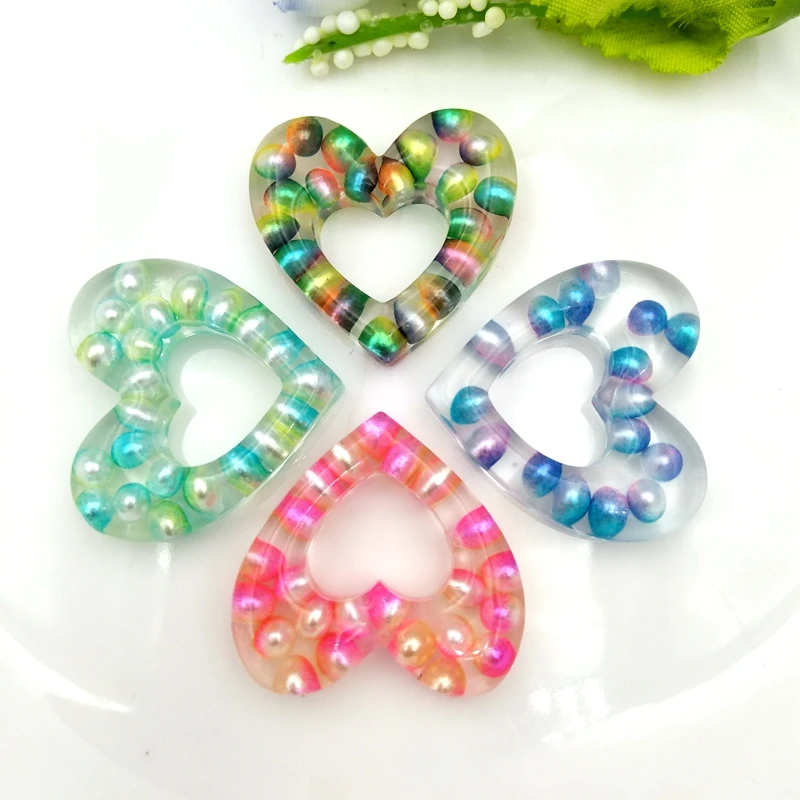 8 шт. милые блестящие полые формы сердца для телефона Diy deco Kawaii Flatback Смола Кабошон Украшения для скрапбукинга 28*30 мм