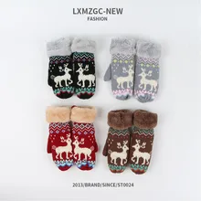 Перчатки и варежки новые детские милые рождественские теплые вязаные перчатки с рисунком оленя аксессуары для детской одежды Прямая поставка