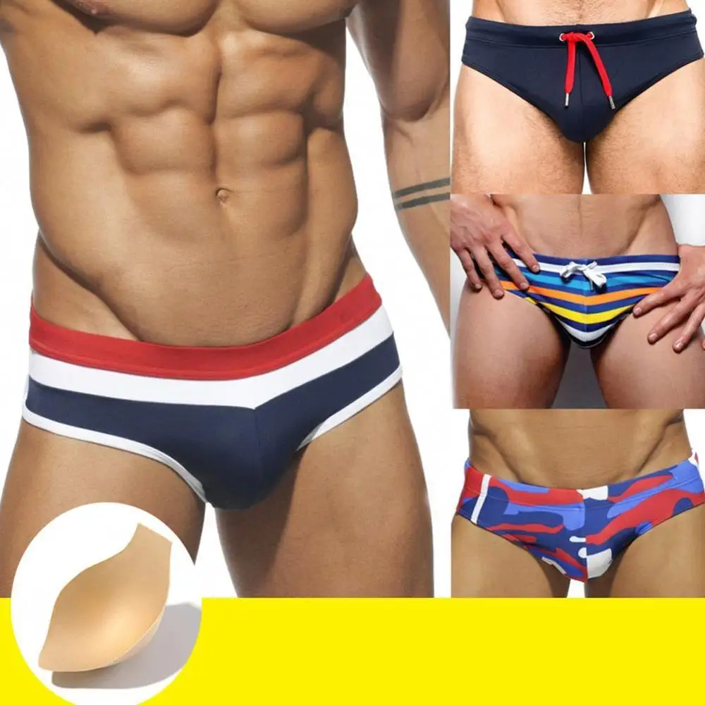 1pc Men Underwear Briefs Sponge Protective Pad Swimsuit Pouch