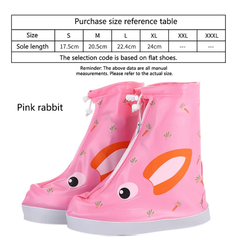 Водонепроницаемая обувь для дождливой погоды с мультипликационным принтом; застежка-молния; многоразовая нескользящая обувь для мальчиков и девочек; ветрозащитная обувь