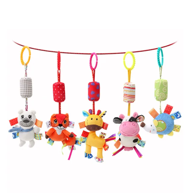 Good Quality Newborn Baby Rattles Plush Stroller Cartoon Animal Toys Baby Mobiles Hanging Bell Educational Baby Toys 0-24 Months 5