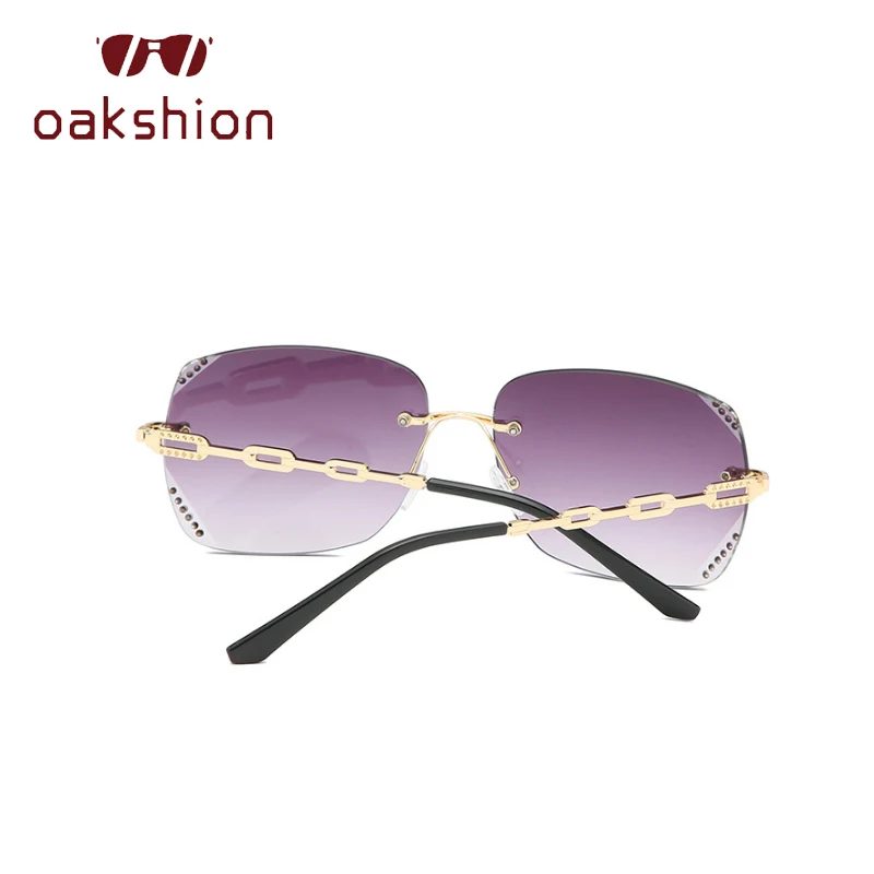 Oakshion оправы солнцезащитных очков Для женщин Квадратные Солнцезащитные очки градиент оттенков алмазные объектив женские выполненные металлические очки UV400