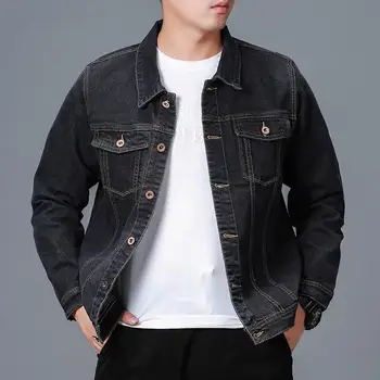 

Spring Latest Trend Retro Denim Jacket Men's Loose Wild Fashion Black Stand Collar Handsome Denim Youth Casual Denim Jacket