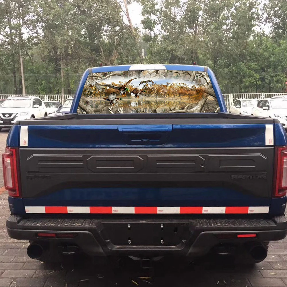 Графическая наклейка на заднее стекло автомобиля Mallards Duck Oak Ambush HuntingPICK-UP TRUCKWindow Tint
