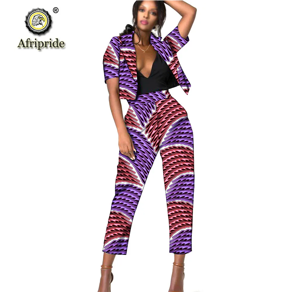 AFRIPRIDE африканская одежда для леди с принтом Дашики короткий топ и брюки нормкор/минимали платье для женщин S1926009 - Цвет: 305X