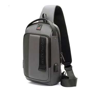 

Large Capacity Man Bags Usb Rechargeable Chest Bag Men's Multi-functional Shoulder Messenger Bag Waterproof Polyester Bag