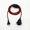AC 220V EU Plug  Power Cords Textile Covered Cable With Dimmer Switch E27 Threaded Bulb Lamp Holder Ring For Hanging Light 5