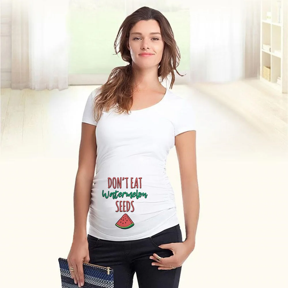 

Don't Eat Watermelon 2021 Summer Maternity Pregnancy T Shirt Women Tee Letter Print Pregnant Clothes Funny T-shirt Short Sleeve