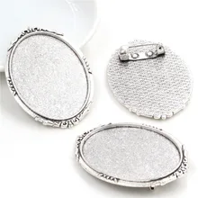 Новая мода 5 шт 30x40 мм Внутренний размер античный серебряный булавка брошь цветы стиль База Установка кулон(B4-19