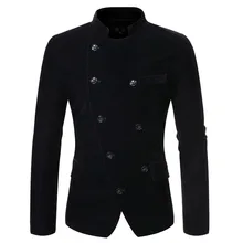 Мужской приталенный модный двубортный блейзер с воротником-стойкой, пиджак больших размеров M до 3xl, мужские блейзеры, Мужское пальто, деловая свадьба