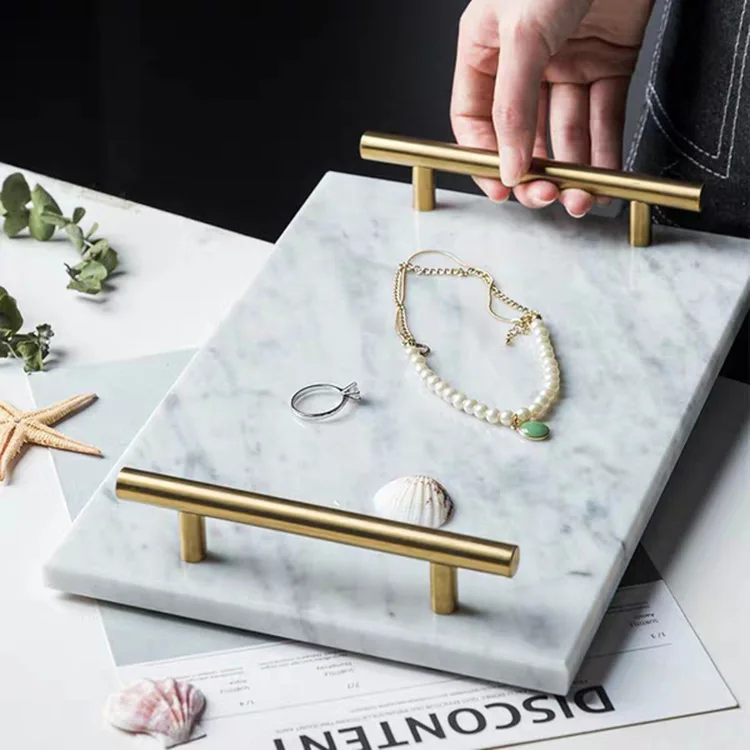 

Marble Tray Light Luxury Rectangular Cosmetic Tray Nordic Simple Ins Wind Living Room Bathroom Storage Tray