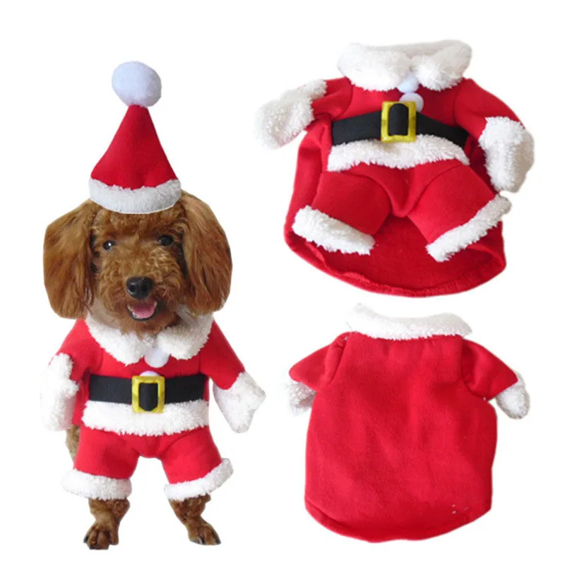 Pet Dog Christmas Clothes Santa Claus Costume Winter Puppy Cat Coat Jacket Suit with Cap Warm Clothing For Dogs Cats | Дом и сад