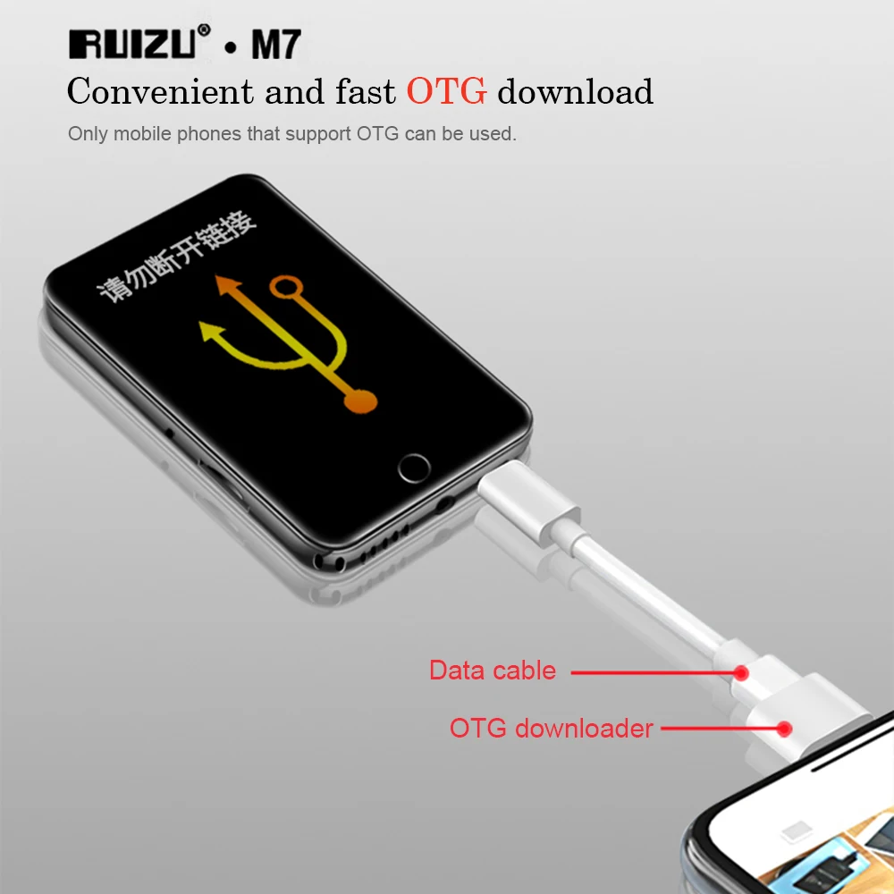 RUIZU M7 MP3 плеер Мини Портативный hifi FM радио Электронная книга шагомер видео плеер 2," Полный сенсорный экран Bluetooth 4,0 музыкальный плеер