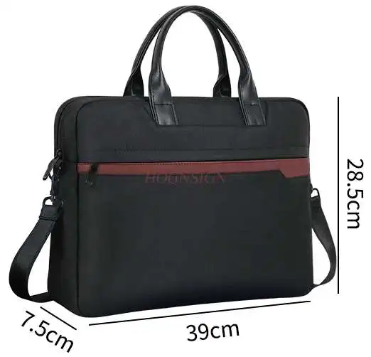 

Document bag portable canvas business men's briefcase female file bag office information bag zipper large capacity