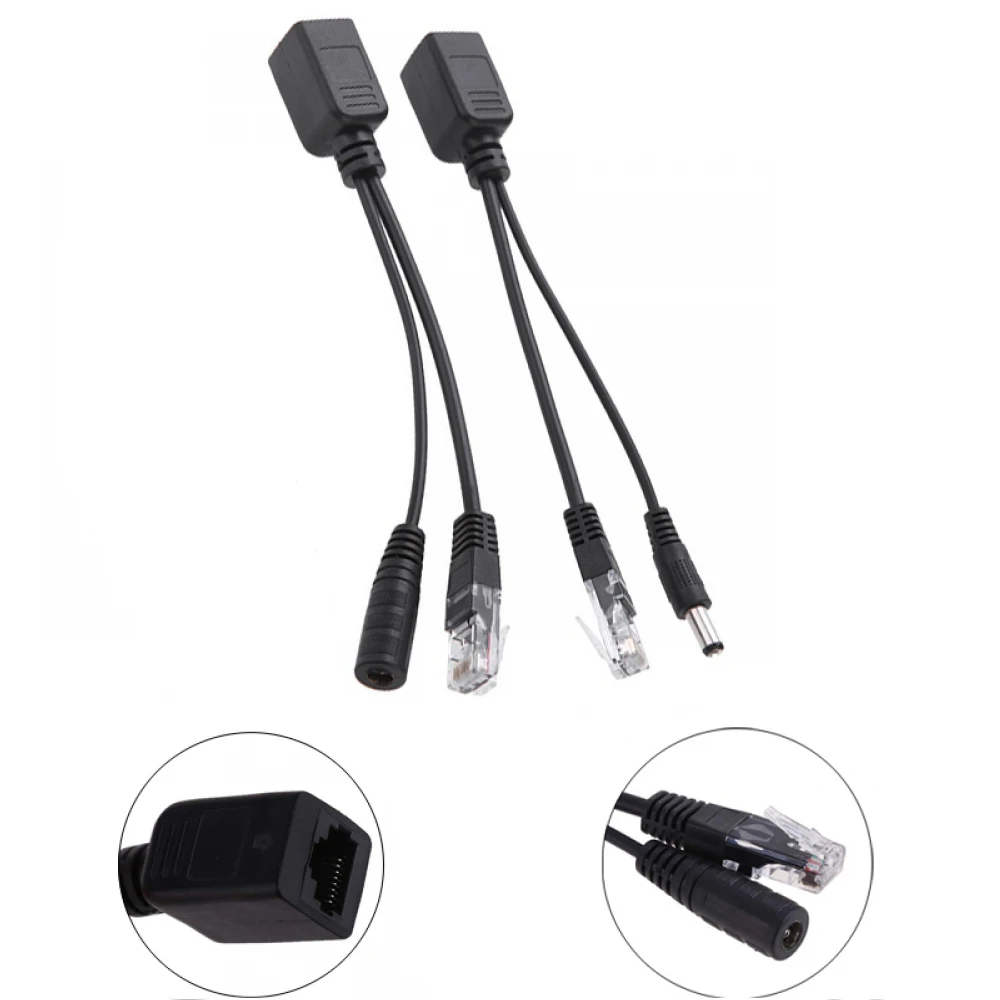 2pcs RJ45 кабель адаптер POE Мужской Женский инжектор сплиттер комплект Пассивный блок питания контроль ленты над Ethernet12-48v сепаратор синтеза