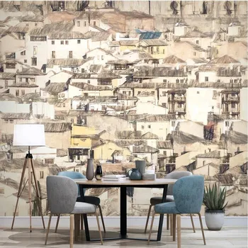 

Milofi manufacturers custom hand-painted urban architecture background wallpaper mural