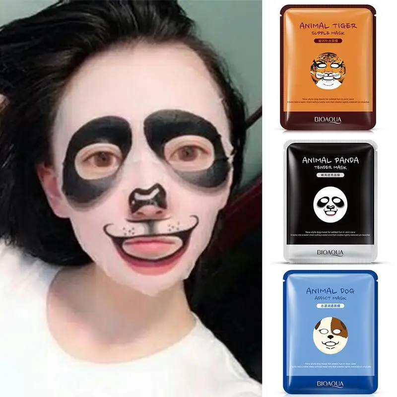 

Hyaluronic Acid Animal Face Sheet Mask Moisturizing Oil-control Small Ampoules Replenishment Silk Mask Face Skin Care Cute Mask