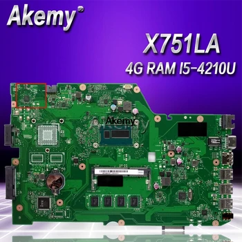 

Akemy X751LA Laptop motherboard For Asus X751LA X751LAB X751LD X751L X751 Test original mainboard 4G RAM I5-4210U