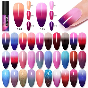 

LILYCUTE 5ml Color Changing Gel Polish 3-layers Long Lasting Glitter Thermal Soak Off UV LED 5ml Gel Nail Art Varnish