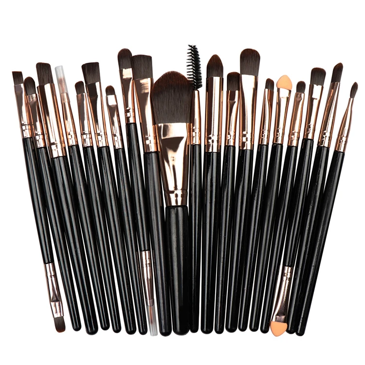 black copper brown 20 шт. набор кистей для макияжа Профессиональная подводка для бровей Кисть для макияжа Набор для путешествий основы красоты инструмент для женщин Прямая - Цвет: black copper brown