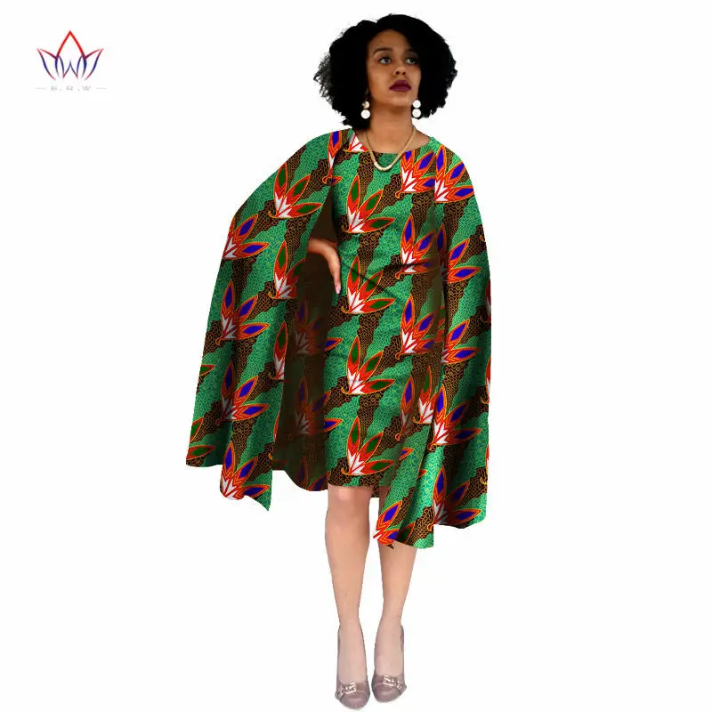 Осеннее модное дизайнерское платье с накидкой, женское платье высокого качества с круглым вырезом, Африканское женское платье с принтом, элегантное платье с накидкой, обычное платье, WY818 - Цвет: 1